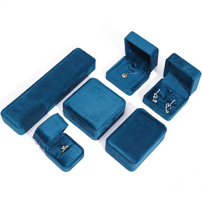 Wholesale manufacturing hot selling Luxury Jewellery Box Personalized Custom logo high end ब्लू नेकलेस ब्रेसलेट ईयररिंग्स रिंग पैकेजिंग वेलवेट ज्वेलरी बॉक्स