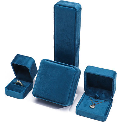 Wholesale manufacturing hot selling Luxury Jewellery Box Personalized Custom logo high end ब्लू नेकलेस ब्रेसलेट ईयररिंग्स रिंग पैकेजिंग वेलवेट ज्वेलरी बॉक्स
