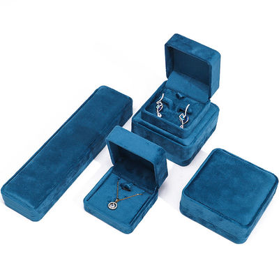 Wholesale manufacturing hot selling Luxury Jewellery Box Personalized Custom logo high end ब्लू नेकलेस ब्रेसलेट ईयररिंग्स रिंग पैकेजिंग वेलवेट ज्वेलरी बॉक्स