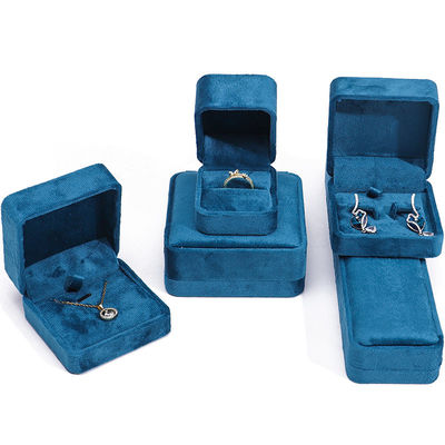 Wholesale manufacturing hot selling Luxury Jewellery Box Personalized Custom logo high end ब्लू नेकलेस ब्रेसलेट ईयररिंग्स रिंग पैकेजिंग वेलवेट ज्वेलरी बॉक्स