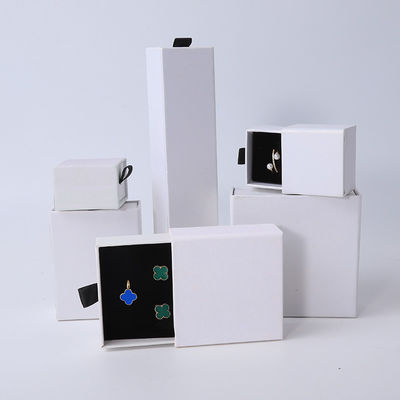 आयताकार आभूषण बॉक्स पर्यावरण के अनुकूल वर्ग कागज सफेद दराज आभूषण बॉक्स
