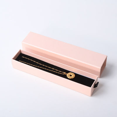 आयताकार आभूषण बॉक्स पर्यावरण के अनुकूल वर्ग कागज गुलाबी दराज आभूषण बॉक्स