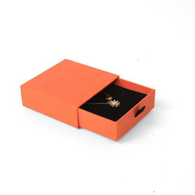 आयताकार आभूषण बॉक्स इको फ्रेंडली वर्ग कागज नारंगी दराज आभूषण बॉक्स
