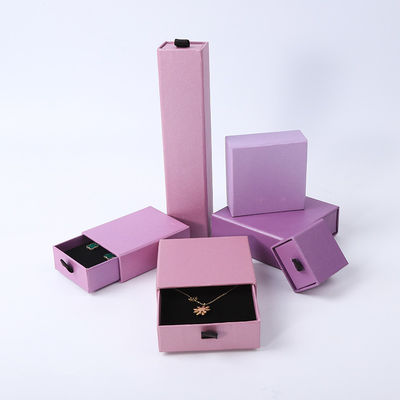 आयताकार आभूषण बॉक्स इको फ्रेंडली वर्ग कागज बैंगनी दराज आभूषण बॉक्स
