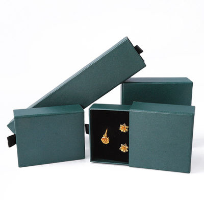 आयताकार आभूषण बॉक्स इको फ्रेंडली स्क्वायर पेपर ग्रीन ड्रॉवर आभूषण बॉक्स